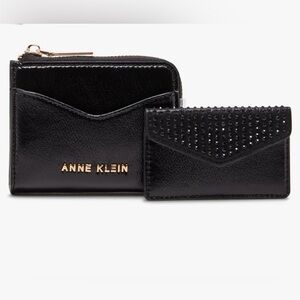 Anne Klein AK 2 Piece Envelope Flap Curved Wallet with Rhinestones, New*
